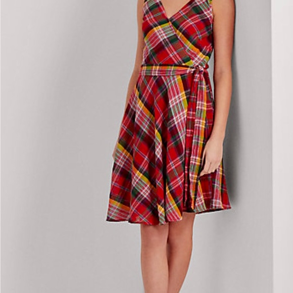 NWT Lauren Ralph Lauren Women’s Sleeveless Plaid Crinkle Cotton Dress Size 8 - Picture 4 of 13